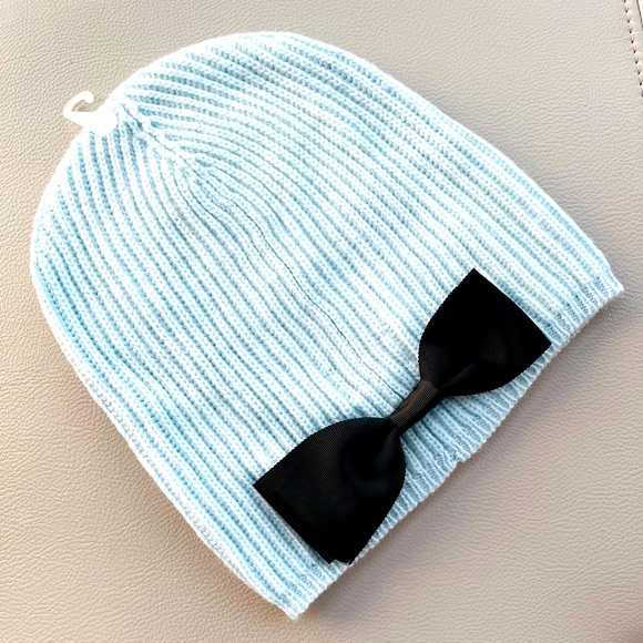 NWT! Kate Spade ♠️ New York new grosgrain bow beanie in Ice Blue - Picture 1 of 14